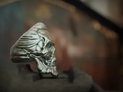 Ring Skull With beard 3D print model