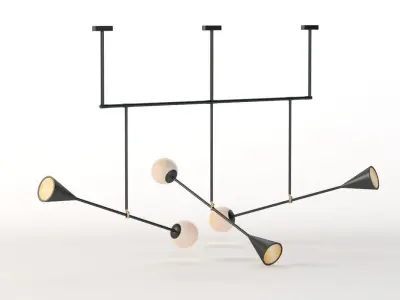 Trio Spear Light Contemporary Chandelier 3D model