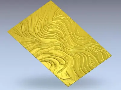 Modern Abstract Waves Wall Decor Set STL Mural CNC 393 3D model