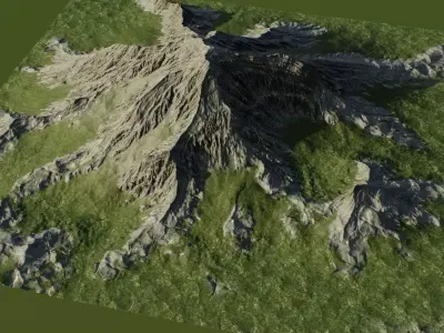 Mountains Realistic Terrain 4k PBR Landscape Low-poly 3D model