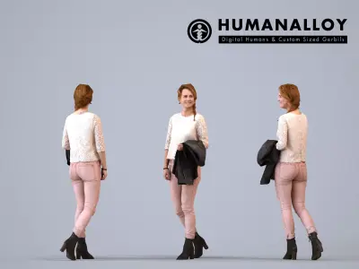 Basics0007 - A set containing 5 models of male and female 3D model