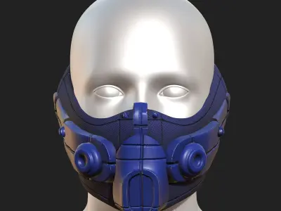Gas mask respirator scifi futuristic 3d model  Low-poly 3D model 16