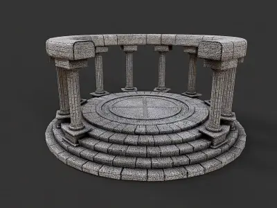 Ancient Circular Stone Platform Altar 4 Low-poly 3D model