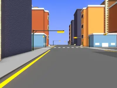 3D low poly Cartoon Town Low-poly 3D model
