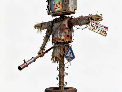 Post-Apocalyptic Junk Scarecrow 3D Model Low-poly 3D model