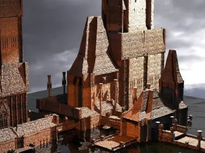 Lizard City Ruin Temples Kitbash 3D model