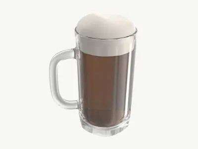 Beer mug with foam 01 3D model