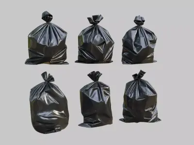 Black Garbage Bags Low-poly 3D model