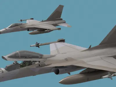  Combat Interceptor Fighter Jet with Pilot Flying 