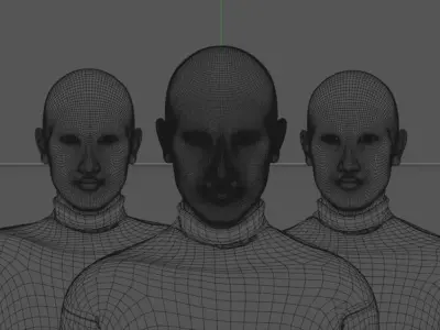 Innocent group of robots with eyes 3D model