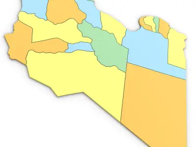 3D  Political Map of Libya  3D model