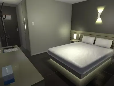 Modern Hotel Room - retro PSX style Low-poly 3D model