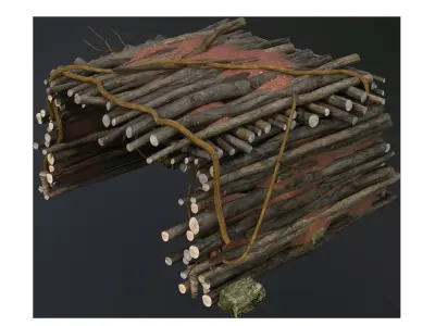 Hut 3d model wooden structure made of logs 3D model