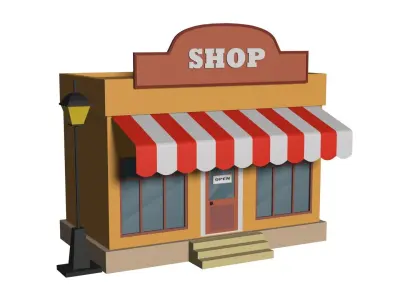 building cartoon  Low-poly 3D model