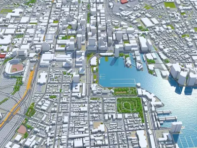 Baltimore Downtown Maryland USA Low-poly 3D model