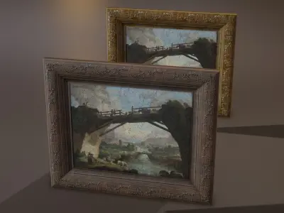 Paintings with frames Low-poly 3D model