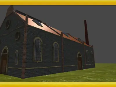 Factory Model 3D church in countryside Free low-poly 3D model