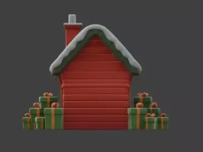 Stylized Christmas Gingerbread House 3D Model Low-poly 3D model