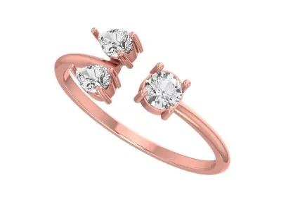 Three Stone Light Weight Band Ring 3D print model