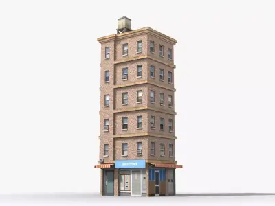 Apartment Building x29 Low-poly 3D model