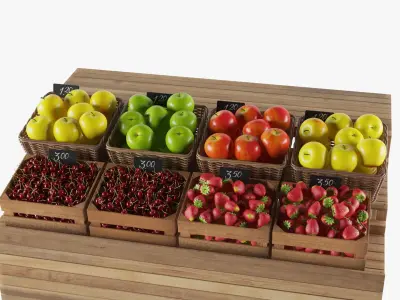  Fruit Market Stand And Baskets 