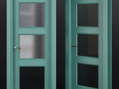 Interior Doors low poly 3d model Low-poly 3D model 2