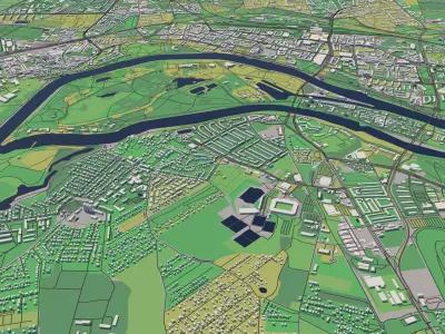 Magdeburg Germany 30x30km City Map 3D model
