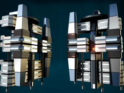 Sci fi Building - VR Low-poly 3D model