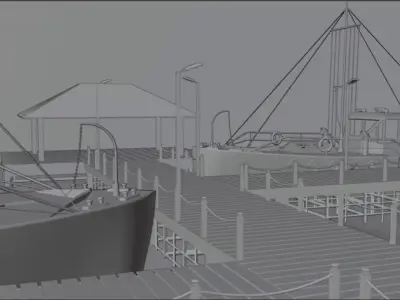 Boat docking station - Low poly Low-poly 3D model