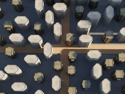 Sci-fi City Buildings 01 Low-poly 3D model