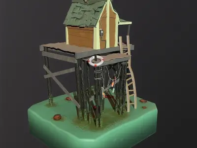 3D fishermans house Low-poly 3D model