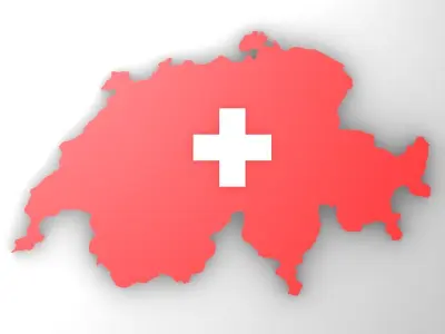 Map of Switzerland Low-poly 3D model