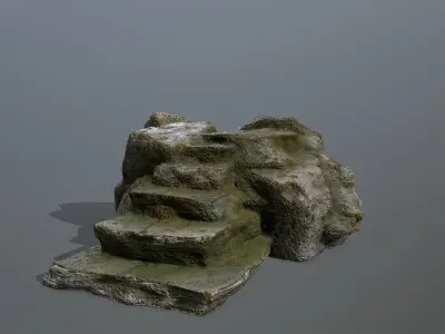 Altar Set piece of rock Low-poly 3D model