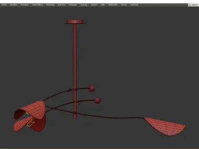 Hanglamp met 3 richtbare armen Funambule Low-poly 3D model