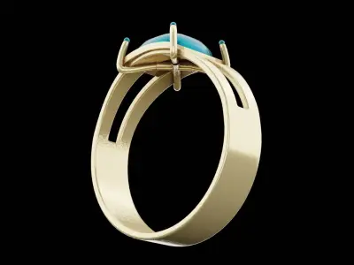 Blue Pendant Ring Low-poly 3D model