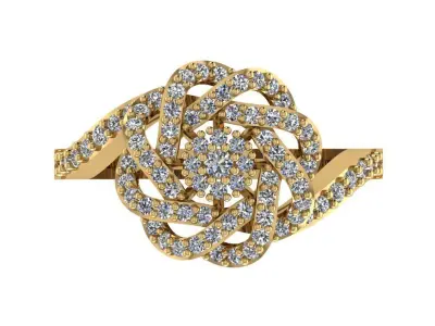 Ring303 diamond flower ring gold 3D print model