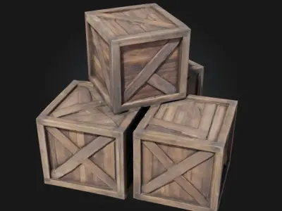 Stacked Wooden Crates  Classic Storage Solution 3D model