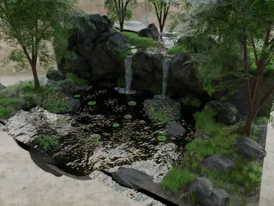 Waterfall Scene 3D model