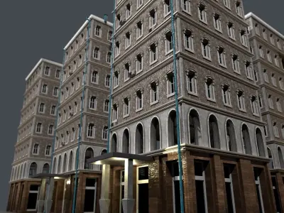 the facade of the building 3D model