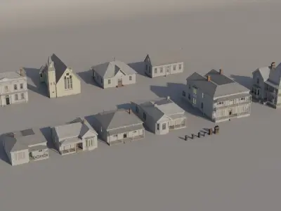 Victorian Houses Pack Low-poly 3D model