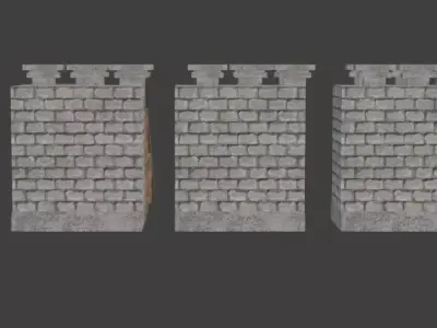Medieval Walls and Gate  Low-poly 3D model