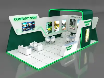 Booth Exhibition Stand Stall 5x10m Height 400 cm 2 Side Open 3D model