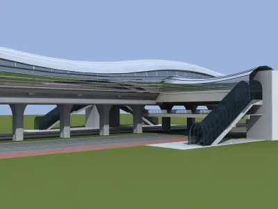 Collection of Light Rail Stations 3D model