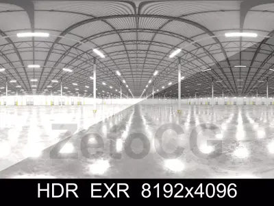 HDRI - Warehouse Interior 10 v2 - 2 versions - 8192x4096 Texture