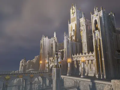 White castle Low-poly 3D model