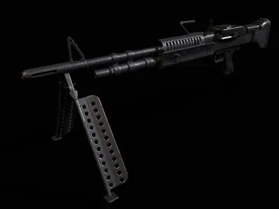 M60E1 Light Machinegun Low-poly 3D model