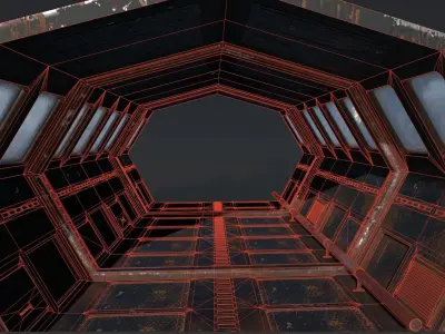 SciFi Corridor Low-poly 3D model order