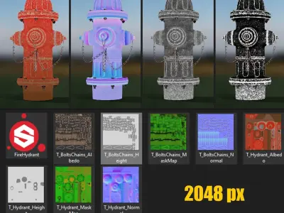 Fire Hydrant Game Ready Model Low-poly 3D model