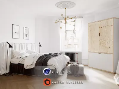 Copenaghen Bedroom C4D and Corona Renderer 3D model