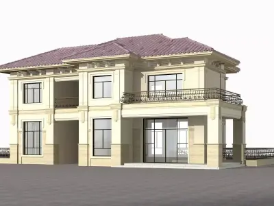Villa house with balcony 3D model